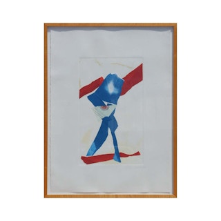 "Red Line La Grange" Modern Abstract Monotype Collage 1982