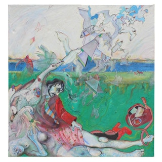 Linda Sutton- "The Death of Procris" Surrealist Greek Themed Painting 1976-78