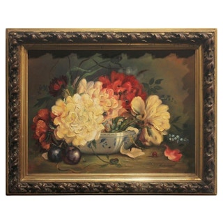 Keith Cresswell- Dutch Style Vanitas Floral Still Life with Insects and Fruit Early 20th Century