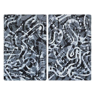 "Desperado" Black and White Abstract Expressionist Diptych 2008