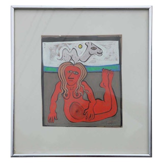 Untitled Modern Abstract Surrealist Native Style Figurative Painting, 1971