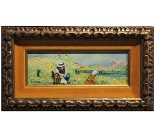 N. Caramel- Impressionist Landscape with Field Workers 20th Century