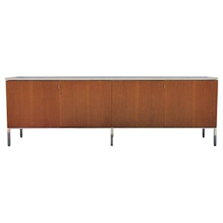 Florence Knoll Style Mid Century Modern Marble Top Sideboard or Credenza