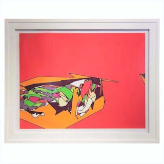 "Codewing" Red & Orange Tone Contemporary Abstract Landscape Print Edition of 5 2010's