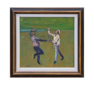 "Two Mines" Abstract Impressionist Figurative Painting, 1970's