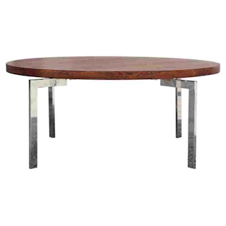 Danish Mid-Century Modern Round Brazilian Rosewood and Chrome Side/Coffee Table