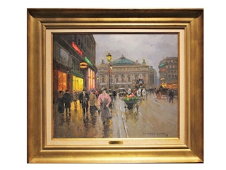 "L'Opera" French Impressionist Cityscape, 20th Century