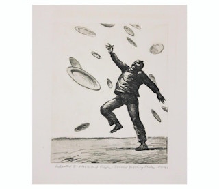 Robert Levers "Terrorist Juggling Plates" Naturalistic Surrealist 1990