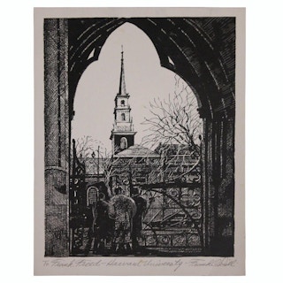 "Harvard University" Architectural Etching to Frank Freed 20th Century