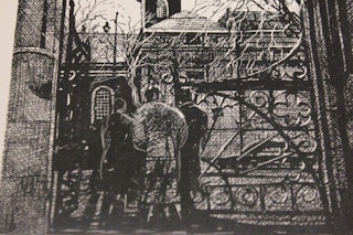 "Harvard University" Architectural Etching to Frank Freed 20th Century
