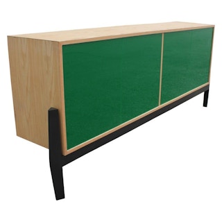 Custom Modern Sideboard or Credenza with Green Lucite Doors