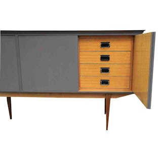 Stunning Modern Grey Italian Long Gio Ponti Style 1950s Sideboard / Credenza