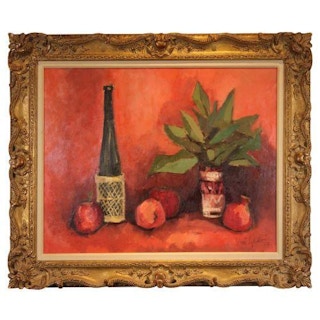 Still Life with Wine Bottle, Apples, and Apidistra, 1959