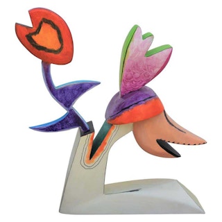 Short Colorful Wooden Maquette Sculpture 1991