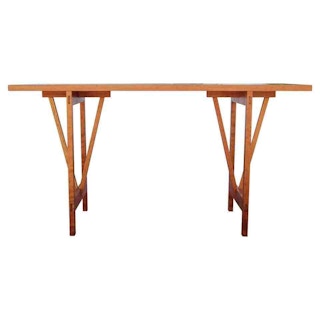 Handmade Custom Modern Sculptural Cherry Wood Console Table by Roger Deatherage