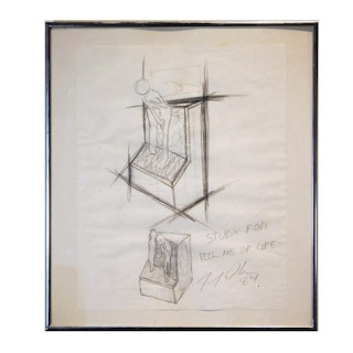 "Study For Tell Me Of Life" Abstract Figurative Minimal Pencil Drawing, 1984