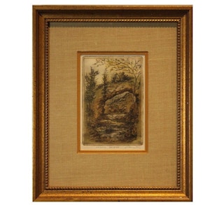 "Natural Bridge" Naturalistic Colored Etching, Early 20th Century