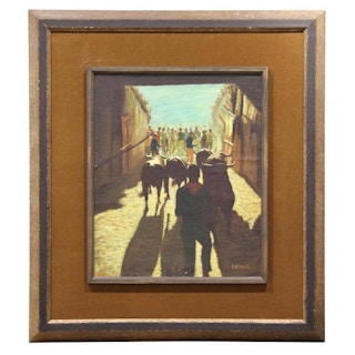 Running with the Bulls Naturalistic Painting