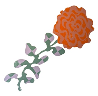 "My Flower 1" Contemporary Pastel Floral Abstract Painted Steel Wall Sculpture 2022