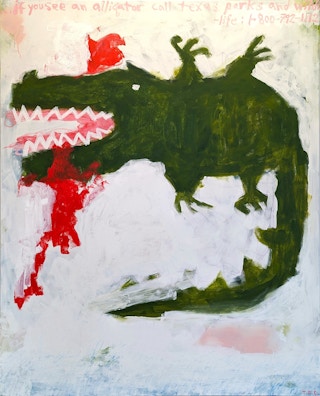 "Alligator" Contemporary Green Toned Abstract Pop Art Animal Painting 2023