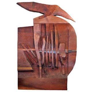 Nan Dietert- Monumental Walnut Brutalist Wall Sculpture 1979