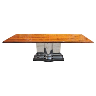 Modern Stanley Jay Friedman for Brueton Walnut & Stainless Steel Dining Table