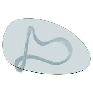 Modernist Sculptural Lucite Base and Glass Top Coffee Table