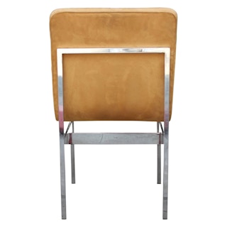 Set of Six Modern Stainless Steel Dining Chairs Milo Baughman Style