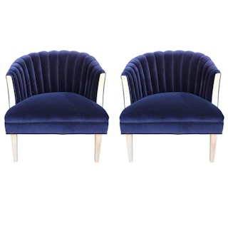 Pair of Modern Channel Back Lounge Chairs