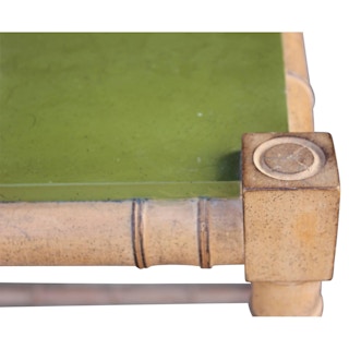 Modern Faux Bamboo and Green Top Rectangular Console or Serving Table