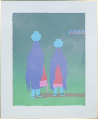Early Artist Proof Print of Two Women Carrying Water, 1981