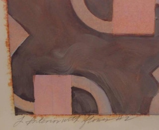 "2 Interiors with Flowers #2"- Surreal Architectural Abstract Pastel Painting