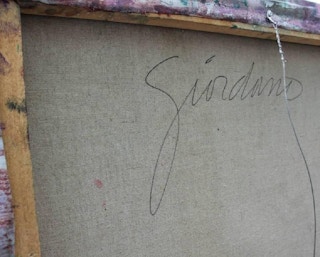 "Abstract Composition" Red, White, and Green Painting