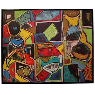 Large Bold Geometric Abstract Painting 2015