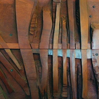 Nan Dietert- Monumental Walnut Brutalist Wall Sculpture 1979