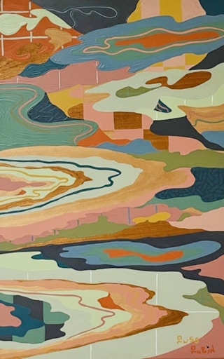 "Temporary Cure for Existential Dread No. 40" Contemporary Colorful Landscape 2022