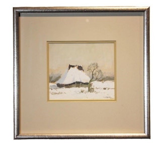 "Winter Landscape" Impressionist Style Snowy Landscape 1950