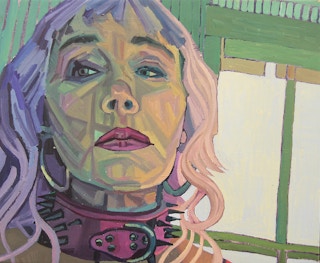 "Self Portrait with Lavender Wig" Purple and Green Contemporary Self Portrait 2018