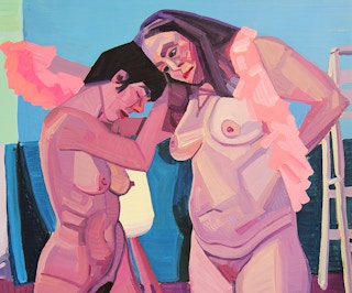 "Masha and Christina" Pink Toned Abstract Portrait of Nude Women