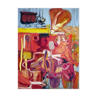 "Feed Lot Balloon Ride" Contemporary Colorful Abstract Farm Animal Painting 2022