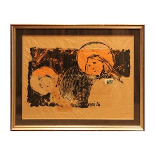 Modern Abstract Mixed Media Madonna and Child 1976