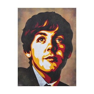 Ed Booth “Paul McCartney” Yellow, Red, and Black Contemporary Abstract Portrait Painting