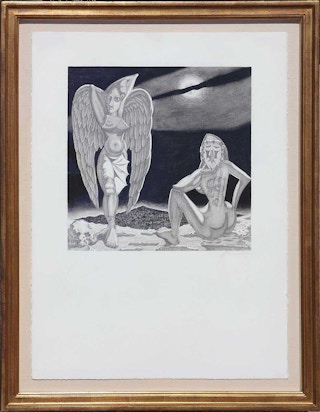 “Noches de la Frontera” Graphite & Charcoal Figurative Abstract Drawing on Paper 2001