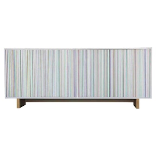 Stunning Custom Modern Hand Painted Stripe Op Art Credenza / Sideboard Cruz Diez
