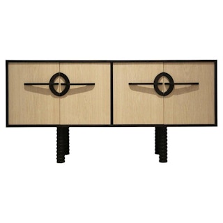 Custom Modern Organic Carved Two-Tone Natural and Black Sideboard