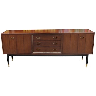 Mid-Century Modern Walnut Sideboard with Brass Hardware
