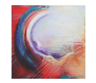 Karen Lastre - "In the Middle of it All" Pink, Blue and Purple Tonal Painting, 2009