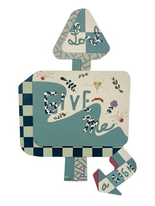 "Lord Give Me a Sign" Contemporary Teal & Navy Abstract Floral Pattern Road Sign 2022